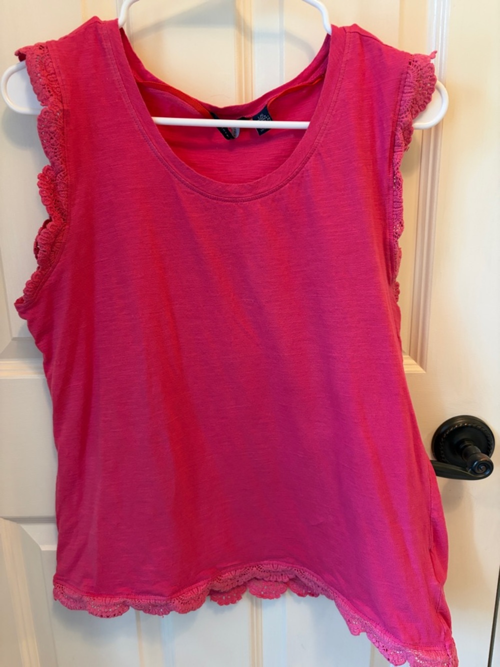 Tommy Hilfiger Hot Pink Lace-Trim Sleeveless Tank Size M